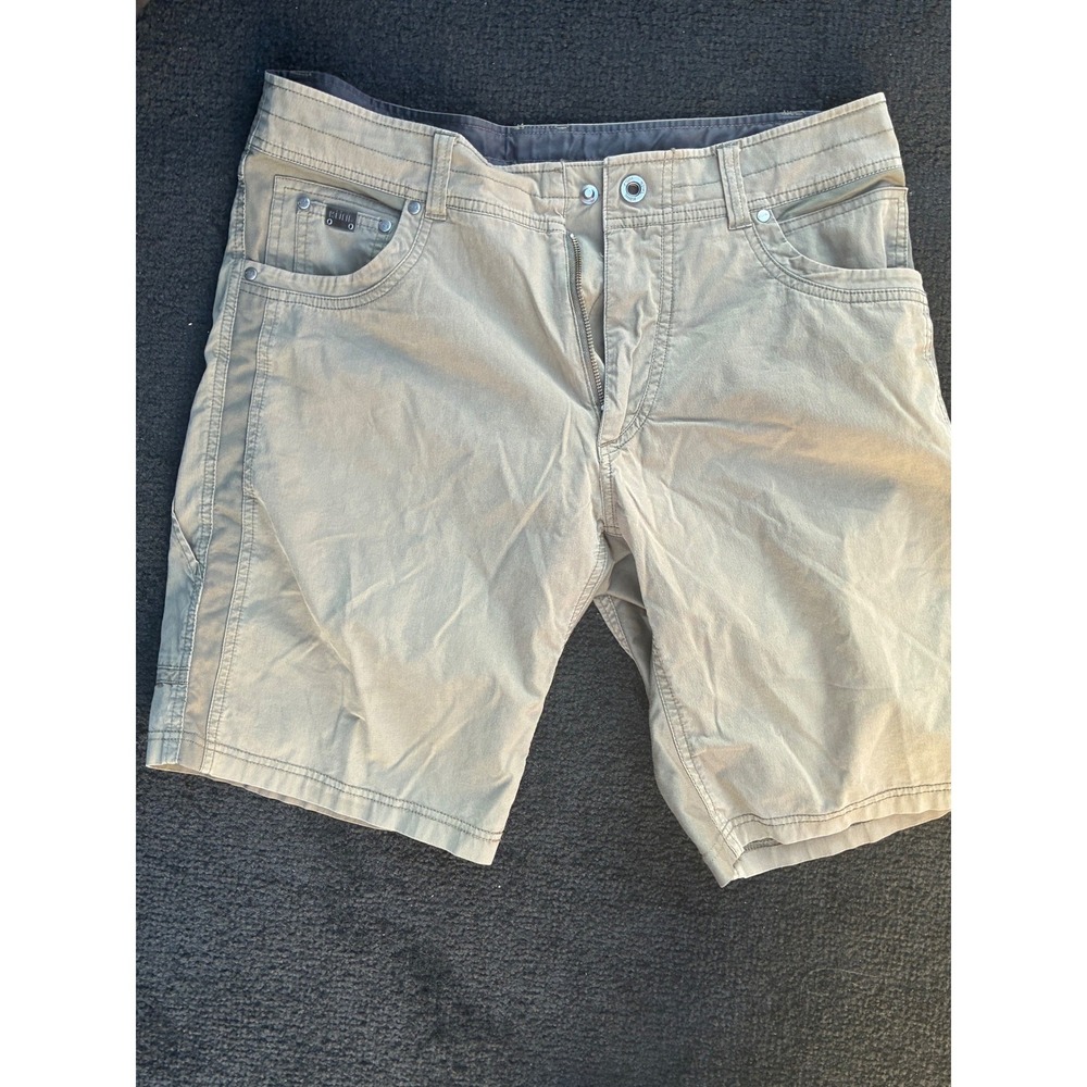 Kuhl Free Rydr Mens Khaki Tan Utility Hiking Canvas Shorts Size 34